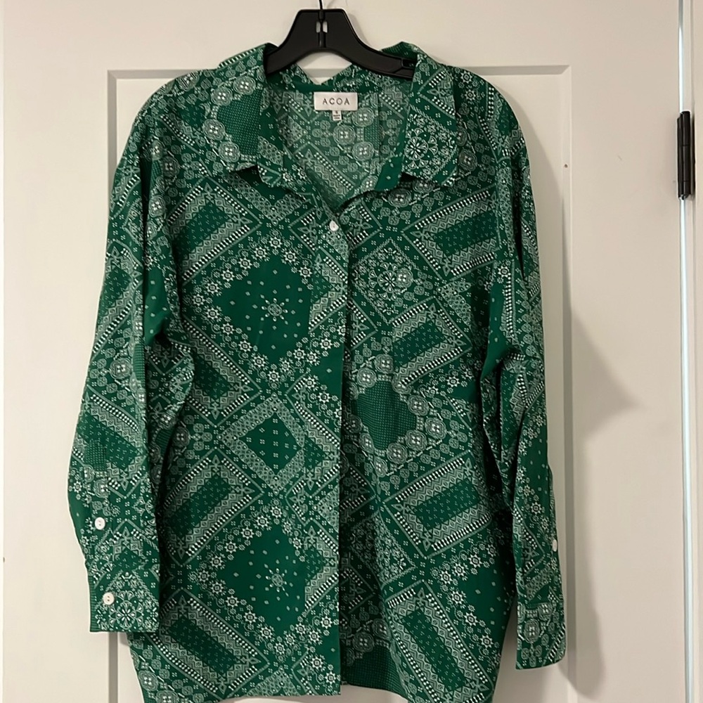 Green Patterned Button Down